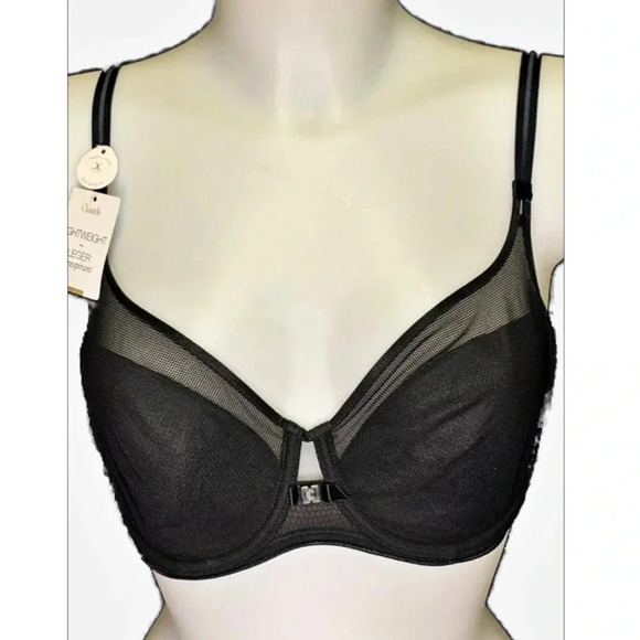 CHANTELLE Black Lightweight Mesh Underwire Bra Size 30D - Picture 1 of 12